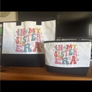 Colorful 'In My Sister Era' Tote and Pouch Set